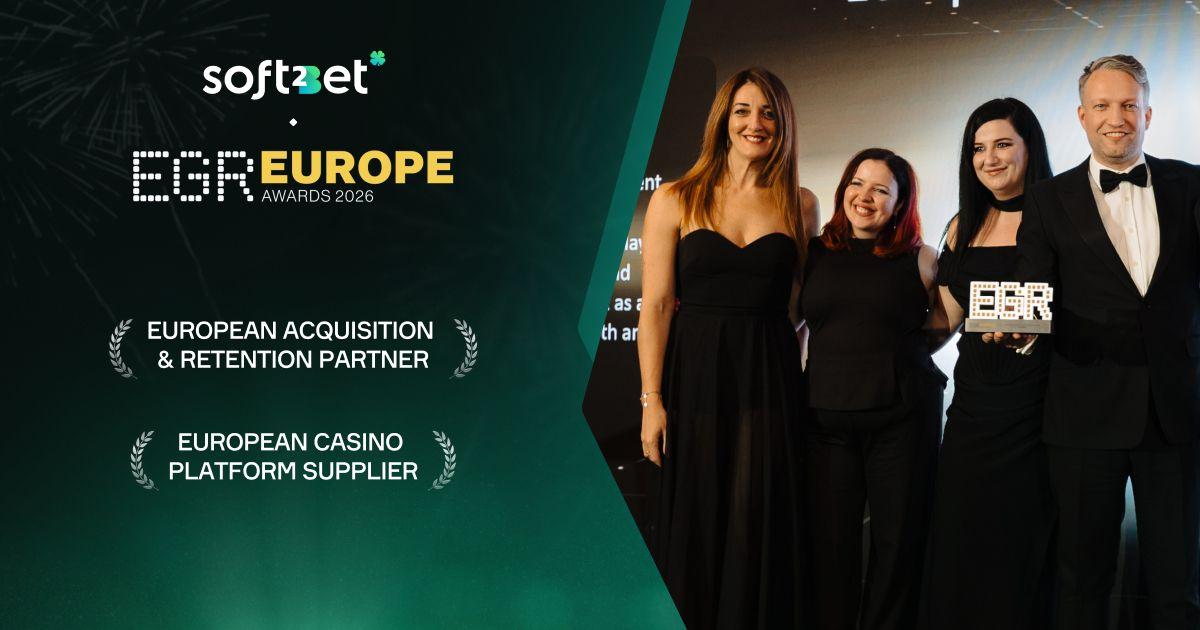 Soft2Bet twice recognised by EGR Europe Awards 2026 news featured image