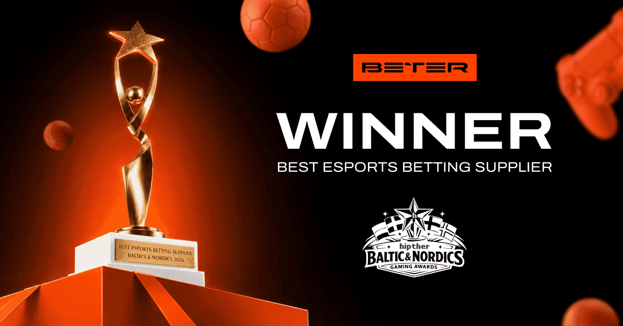 BETER wins the Best Esports Betting Supplier award at the HIPTHER Baltics & Nordics Gaming Awards 2026 news featured image